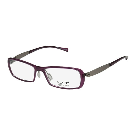 NEW LIGHTEC 7033L WOMENS/LADIES RECTANGULAR FULL-RIM PURPLE / SILVER FRAME DEMO LENSES 51-14-135 FLEXIBLE HINGES EYEGLASSES/GLASSES