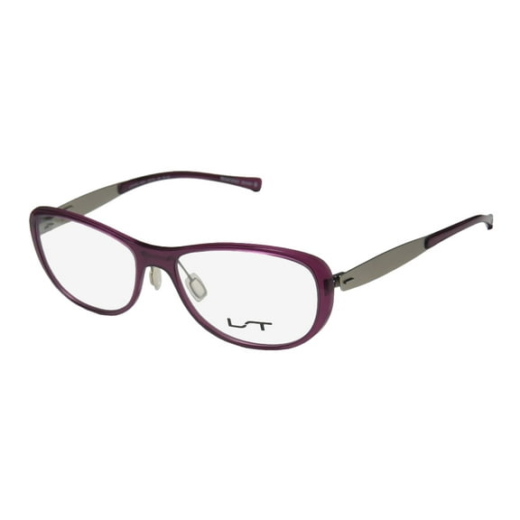 NEW LIGHTEC 7034L MENS/WOMENS DESIGNER FULL-RIM PURPLE / SILVER FRAME DEMO LENSES 52-15-135 SPRING HINGES EYEGLASSES/EYEGLASS FRAME