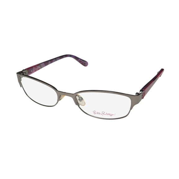 NEW LILLY PULITZER BRIDGIT WOMENS/LADIES DESIGNER FULL-RIM GUNMETAL / PURPLE FRAME DEMO LENSES 50-17-130 EYEGLASSES/EYEWEAR