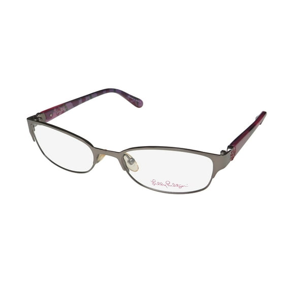 NEW LILLY PULITZER BRIDGIT WOMENS/LADIES DESIGNER FULL-RIM GUNMETAL / PURPLE FRAME DEMO LENSES 50-17-130 EYEGLASSES/EYEWEAR