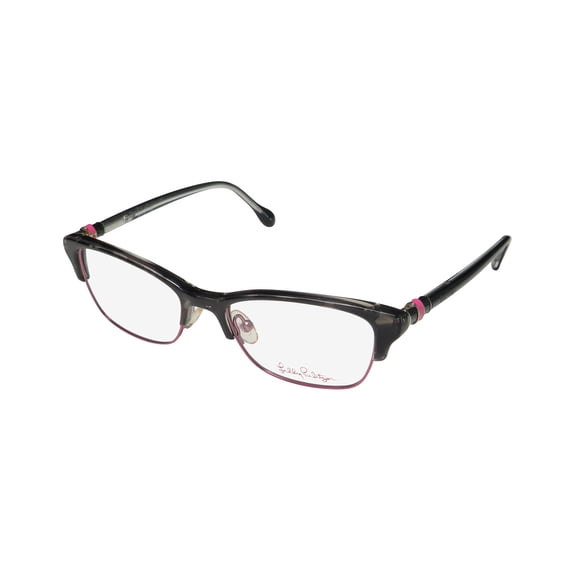 NEW LILLY PULITZER CAMBELL WOMENS/LADIES CAT EYE FULL-RIM BLACK FRAME DEMO LENSES 50-16-135 SPRING HINGES EYEGLASSES/GLASSES