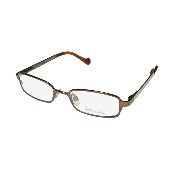 NEW LILLY PULITZER GABY CHILDRENS/KIDS/GIRLS DESIGNER FULL-RIM BROWN FRAME DEMO LENSES 45-16-125 SPRING HINGES EYEGLASSES/SPECTACLES