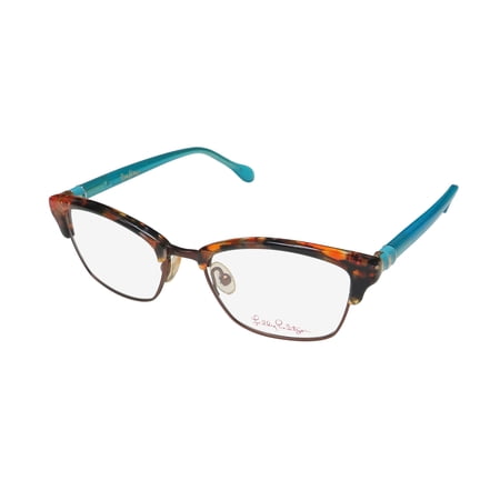 NEW LILLY PULITZER ROSSMORE WOMENS/LADIES CAT EYE FULL-RIM TIGER TORTOISE FRAME DEMO LENSES 49-17-135 FLEXIBLE HINGES EYEGLASSES/EYE GLASSES