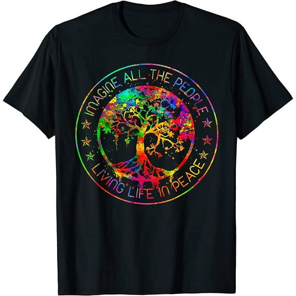 NEW LIMITED All The People Imagine Living Life In Peace Hippie Tie Dye T-Shirt