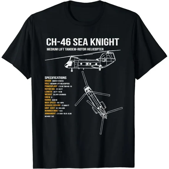 NEW LIMITED CH-46 Sea Knight Helicopter Funny Gift T-Shirt Size S-5XL