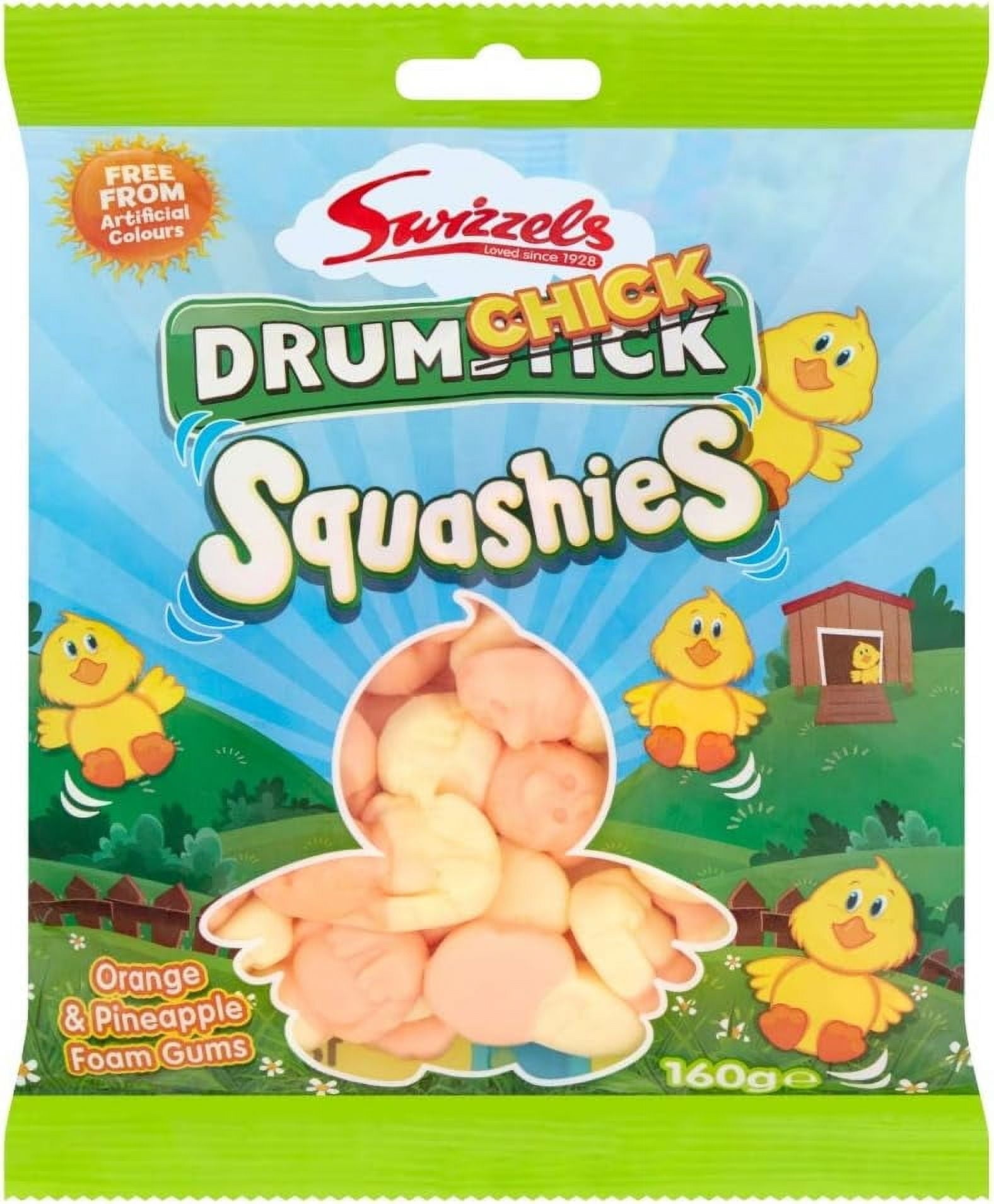 NEW! LIMITED EDITION Swizzels Squashies Drum Chick Orange & Pineapple Flavor 120g Easter