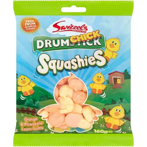 NEW! LIMITED EDITION Swizzels Squashies Drum Chick Orange & Pineapple Flavor 120g Easter