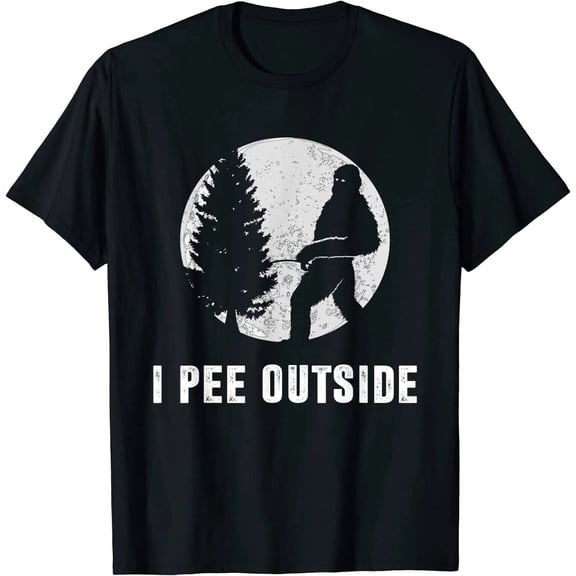 NEW LIMITED I Pee Outside Adult Humor Funny Sasquattch Bigfoot Camping T-Shir...