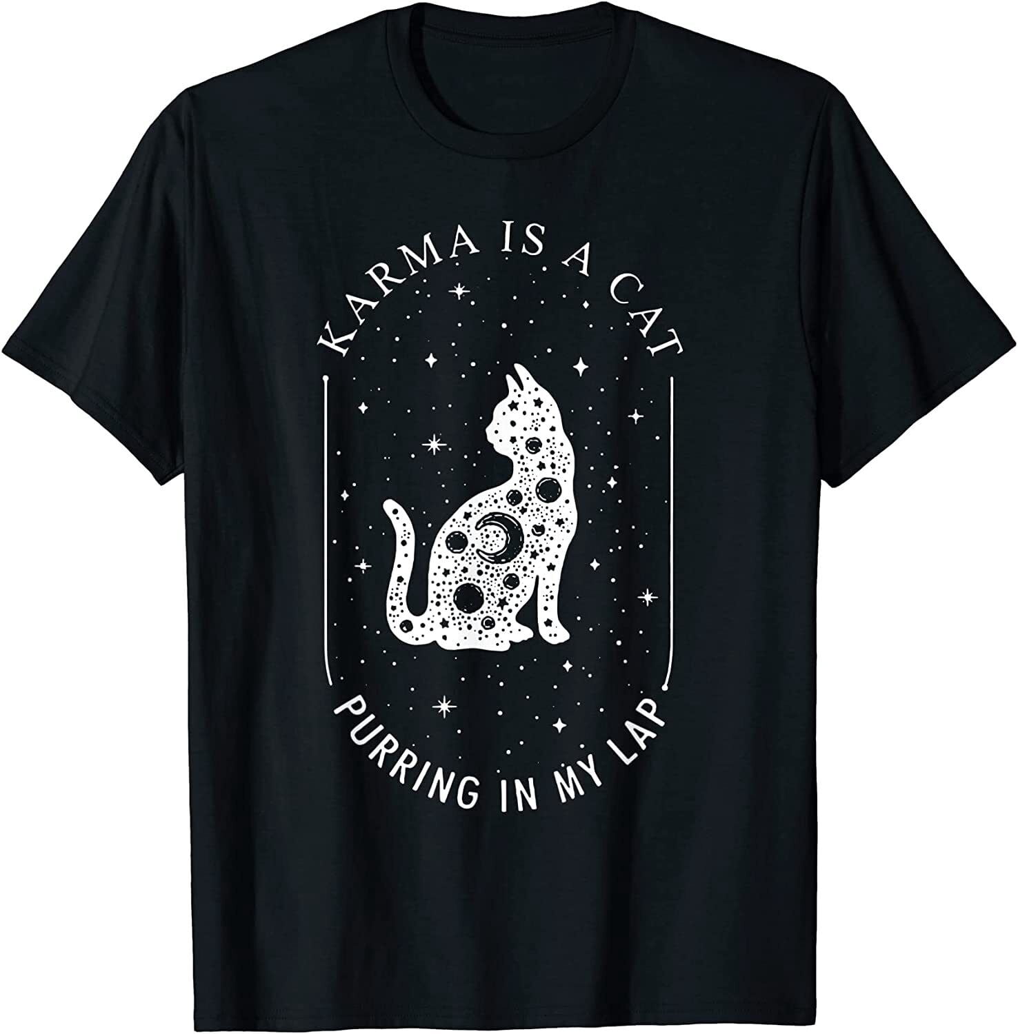 Funny Cat T-Shirt For Women – “Karma Is A Cat Purring In My Lap” Graphic Tee