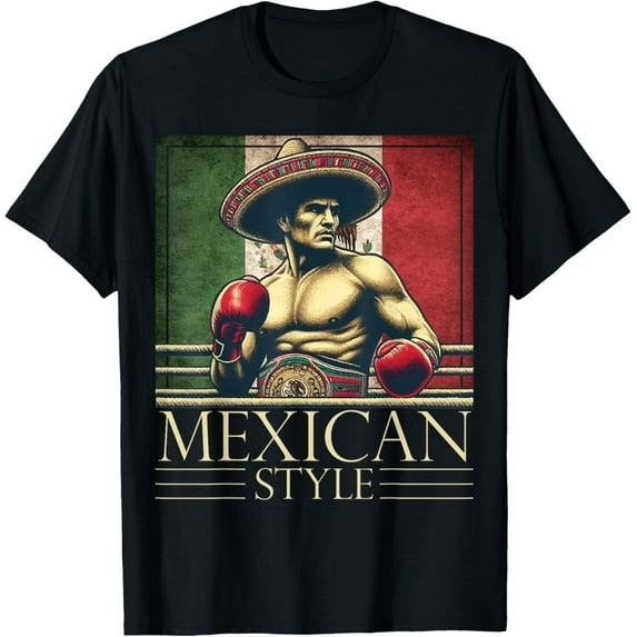 NEW LIMITED Mexican Vintage Style Boxing flag Mexico Boxing Gloves T-Shirt S-4XL