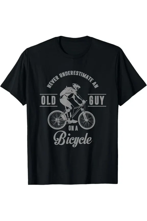 NEW LIMITED Never Underestimate An Old Guy On A Bicycle Best Tee T-Shirt S-3XL