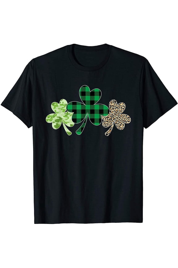 NEW LIMITED! Plaid Shamrock Leopard Camouflage Fun St Patrick Tee - MADE IN USA