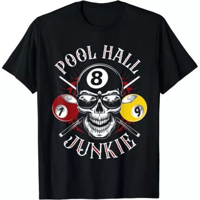 NEW LIMITED Pool Hall Junkie Billiard Skull Gamer Skull Billiard Player
