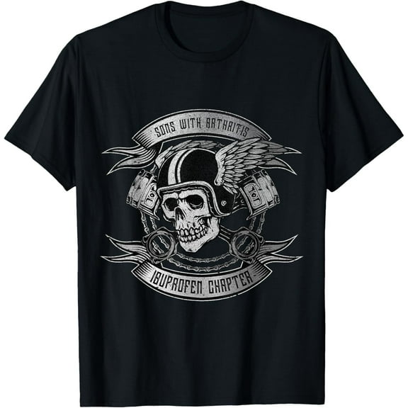 NEW LIMITED Sons With Arthritis Ibuprofen Biker Skulls Cool Gifts Shirt S-5XL