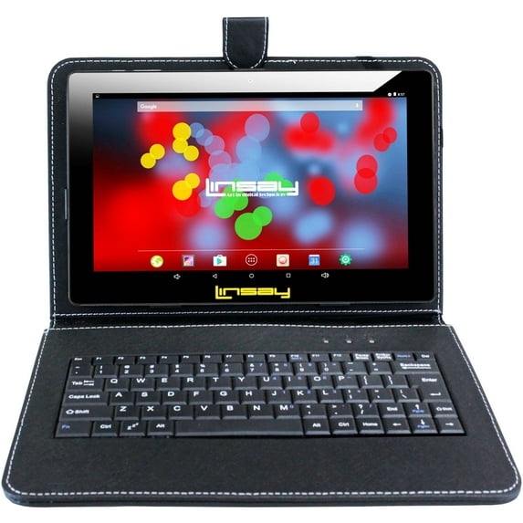 NEW LINSAY 10.1" IPS 64GB Storage Android 13 Wi-Fi Tablet with Keyboard Black Case, Google certified