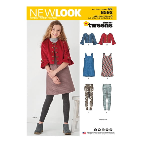 NEW LOOK Sewing Pattern 6592 - Girls' Sportswear, A(8-10-12-14-16)