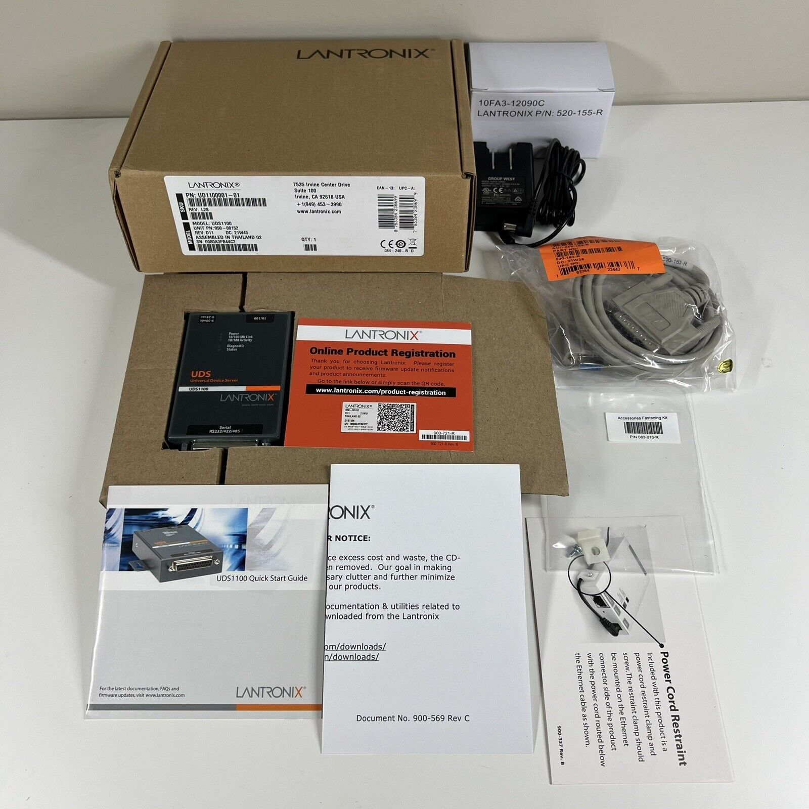 NEW Lantronix UDS1100 Universal Device Server w/ Cable & Adapter In