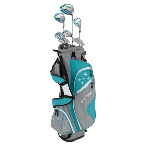 NEW Left Hand Lady Edge by Tour Edge Golf Set (Half/Starter) Turquoise w/ Stand Bag, Petite