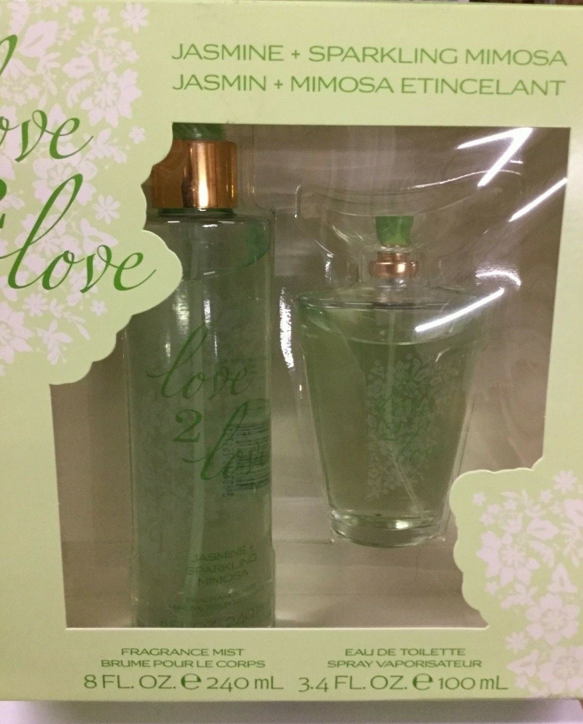 NEW Love 2 Love JASMINE & SPARKLING MIMOSA Eau De Toilette Gift Set NEW