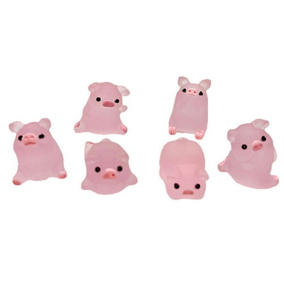 NEW_Luminous Mini Resin Pig Car Interior Toys Figures Home Decors Garden Ornaments G3S1