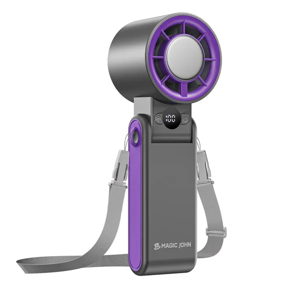 NEW-MAGIC JOHN 3 in 1 Mini Handheld Cooling Fan, 100 Speed Adjustable & Cooling, 3600mAh Battery for 10H Runtime, Smart LED Display Foldable Neck/Desk/Hand Fan, Pocket Design for Travel/Summer/Concer