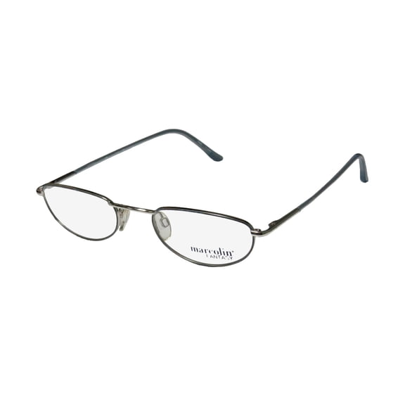 NEW MARCOLIN 7215 MENS/WOMENS DESIGNER FULL-RIM SILVER / GRAY CONSERVATIVE SCHOOL TEACHER LOOK STYLE FRAME DEMO LENSES 49-21-140 FLEXIBLE HINGES EYEGLASSES/EYEGLASS FRAME