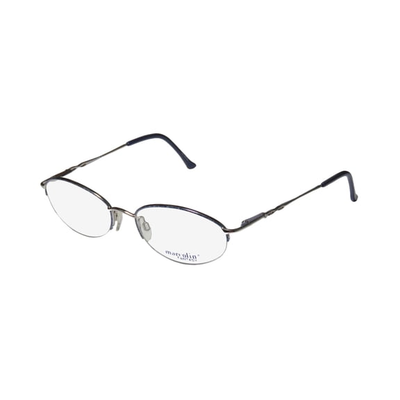 NEW MARCOLIN 7222 WOMENS/LADIES DESIGNER HALF-RIM SILVER / BLUE HALF-RIMLESS WITH RHINESTONES FRAME DEMO LENSES 55-19-140 FLEXIBLE HINGES EYEGLASSES/GLASSES