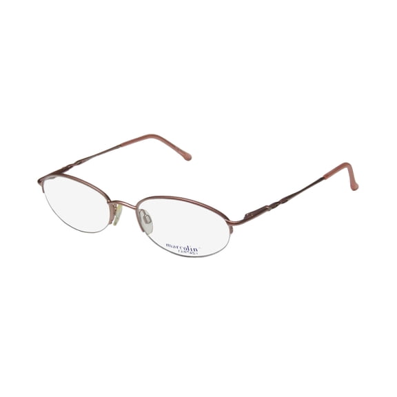 NEW MARCOLIN 7222 WOMENS/LADIES DESIGNER HALF-RIM TAUPE HALF-RIMLESS WITH RHINESTONES FRAME DEMO LENSES 55-19-140 SPRING HINGES EYEGLASSES/EYE GLASSES