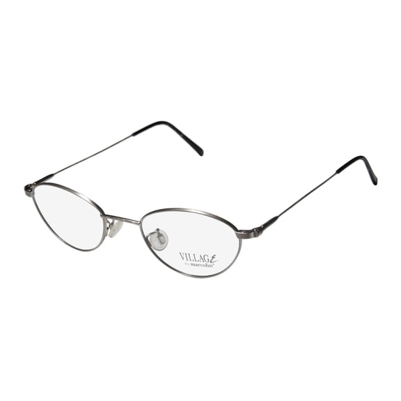 NEW MARCOLIN VILLAGE 47 6395 MENS/WOMENS DESIGNER FULL-RIM SILVER CLASSY CAT EYE MADE IN ITALY FRAME DEMO LENSES 49-19-140 FLEXIBLE HINGES EYEGLASSES/EYE GLASSES
