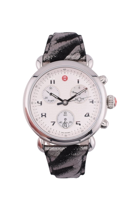 NEW MICHELE CSX 39 CHRONOGRAPH LEATHER BAND WOMENS WATCH MW03D00A0025 BOX Papers NWT $815.00