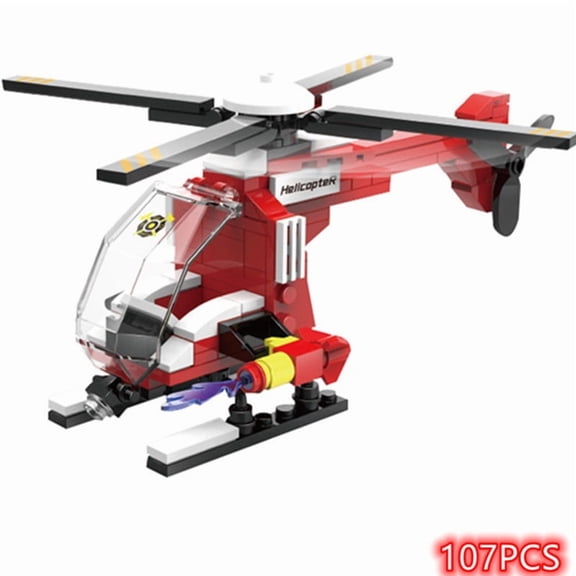 NEW MOC Firefighter Helicopter Aircraft Series Fire Plane Building Blocks Bricks Kits Classic Model