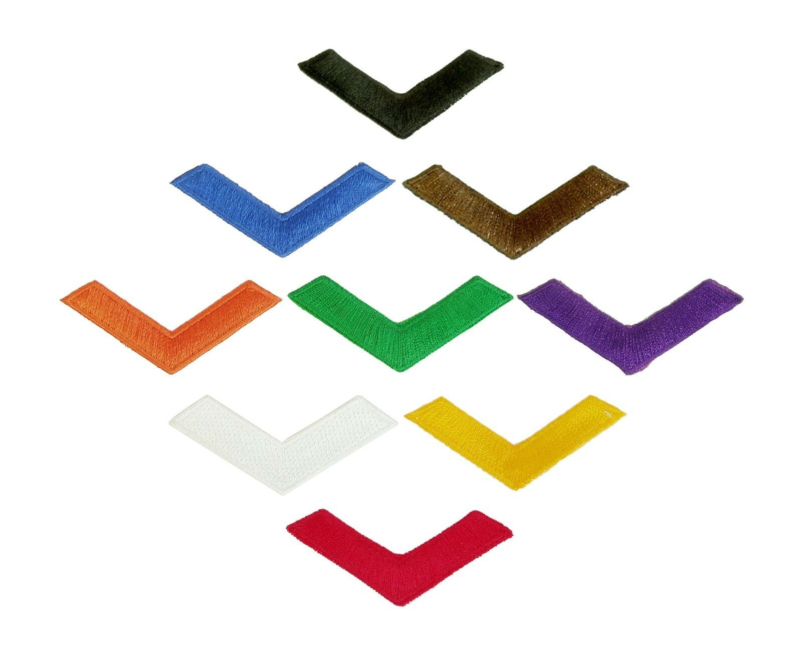 NEW Martial Arts Iron-On Chevron Patches Belt Promotion Patch (All Colors Set, 5 pcs)