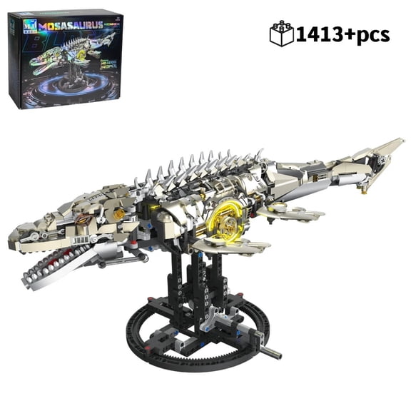 NEW Mechanical Mosasaurus Model Sea Dragon Building Blocks MOC Linkage Assembly Bricks DIY Birthday Christmas Gifts 1413pcs
