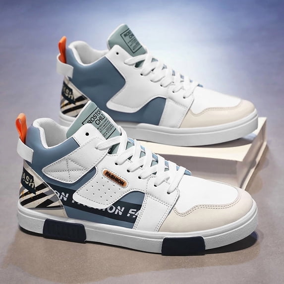 NEW|Men'S New Winter High-Top Sneakers Youth Casual Sports Shoes, Fashionable & Versatile Footwear, Upper, Rubber Sole, | Korean Style Trendy Skateboard Shoes, Lace-Up Closure