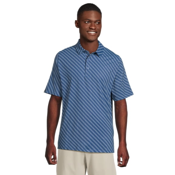 NEW Men's Callaway Golf Chevron Twill Print Polo Galaxy Blue Large