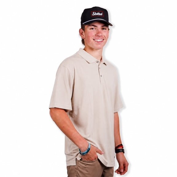 NEW Men's PGA Tour Solid Polo Stone Small