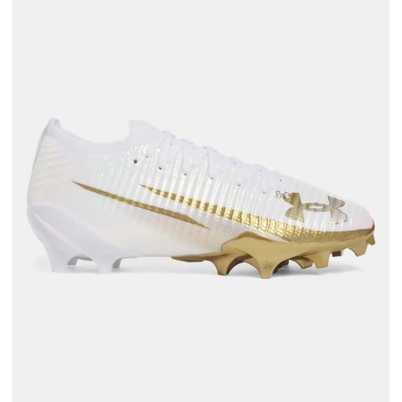 NEW Mens Under Armour Blur Pro Football Cleats White / Gold Size 10.5 M