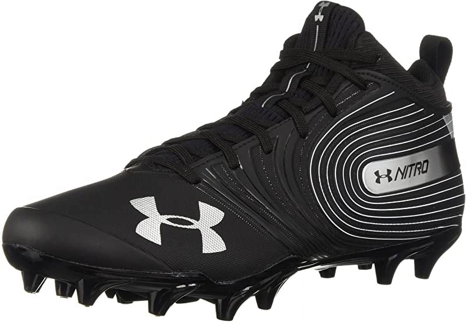 NEW Mens Under Armour Nitro Mid MC Football Cleats Black Silver