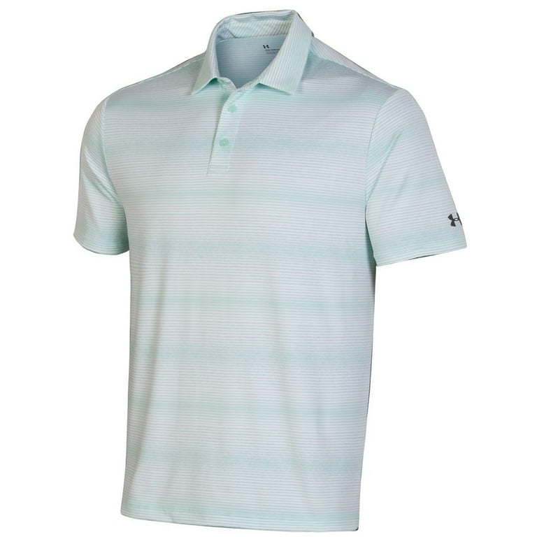 NEW Mens Under Armour Playoff Takeover Stripe 2.0 Golf Polo Aqua