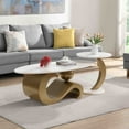 thumbnail image 1 of NEW Modern Nesting Coffee Table Set of 2 End Table for Living Room, Oval and Round Table Set, Golden, 1 of 10
