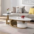 thumbnail image 1 of NEW Modern Nesting Golden Coffee Table Set of 2 End Table for Living Room, Oval and Round Table Set, 1 of 9