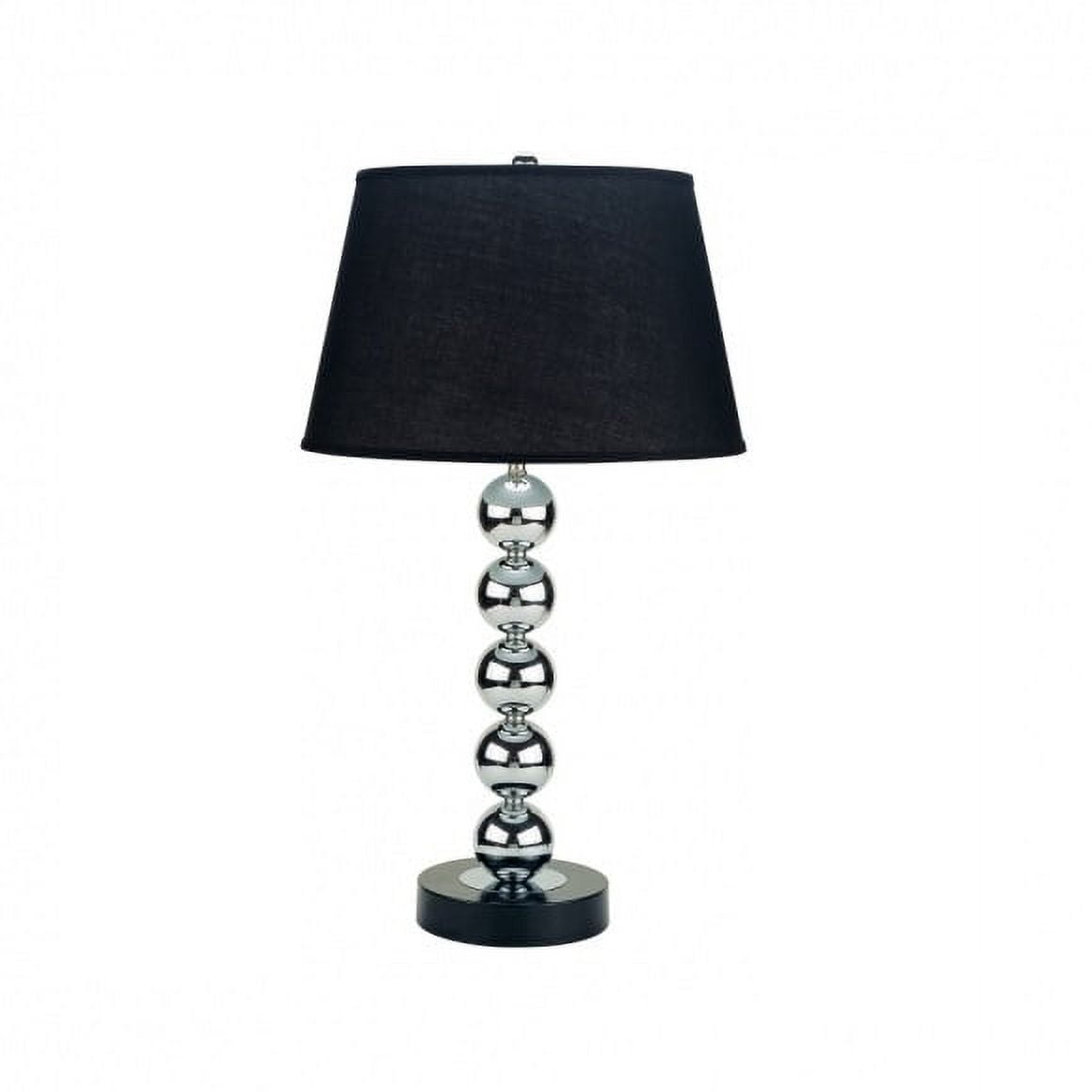 30" Black Metal Table Lamp with Chrome Base and Drum Shade
