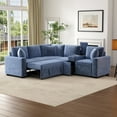 thumbnail image 1 of NEW Modular Sectional Sofa with Pull-Out Bed – 4-Seater L-Shaped Convertible Sleeper with Cup Holders, Smart Storage & Removable Pillows, Chenille Upholstery, 1 of 9
