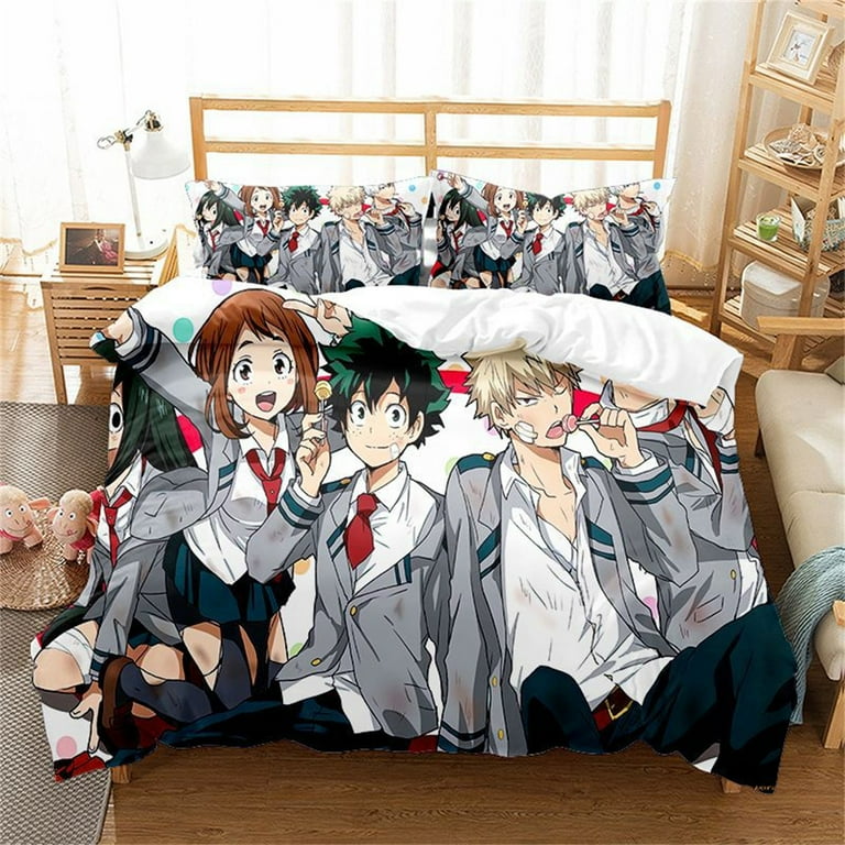 NEW My Hero Academia Bedding Bed Set Twin Full Queen King Size with 2 Pillowcases Deku Todoroki Bakugo Action Figures for Fans Walmart