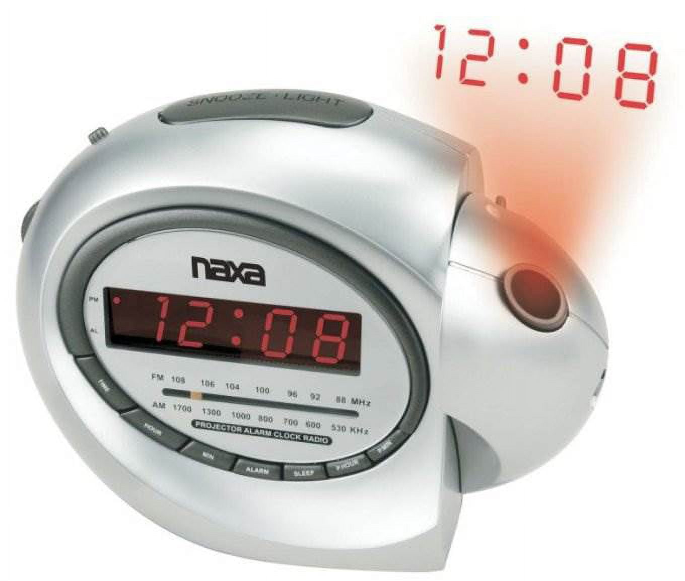NEW NAXA NRC162 Wall Projection Digital Alarm Clock With AM/FM Radio