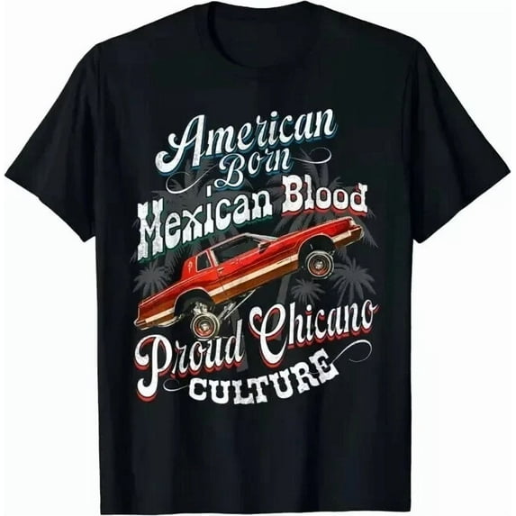 NEW/NEW LIMITED American Born Mexican Blood Lowriders Chicano Proud Culture T-S