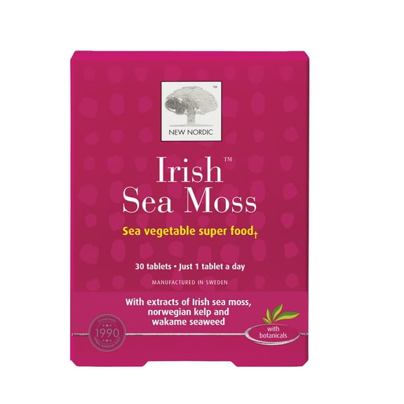 NEW NORDIC Irish Sea Moss Extract | Powerful Tri-Algae Complex with Pure Norwegian Kelp and Wakame Seaweed | Vegan & Gluten Free | Compressed Raw Powder | 30 Tablets