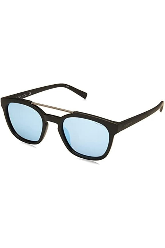 NEW Nautica N3638SP 005 POLARIZED Matte Black Sunglasses with Blue Mirror Lenses