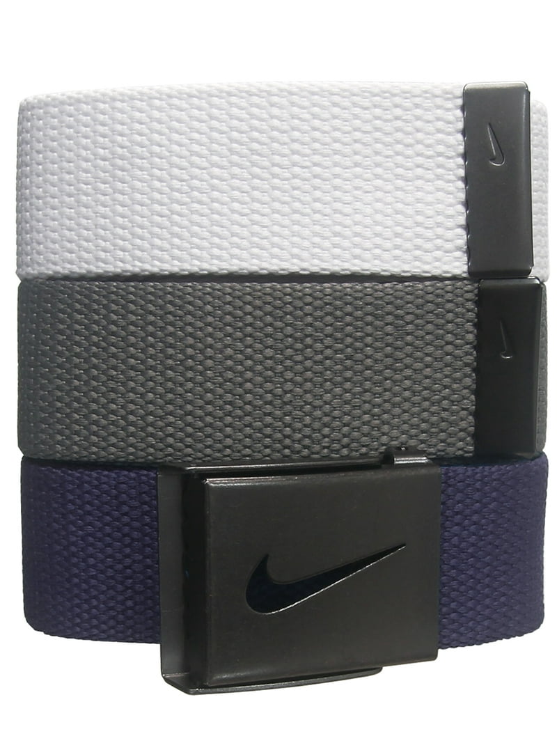 Nike Golf Men's 3-in-1 Web Belts, White Gray Navy (One Size