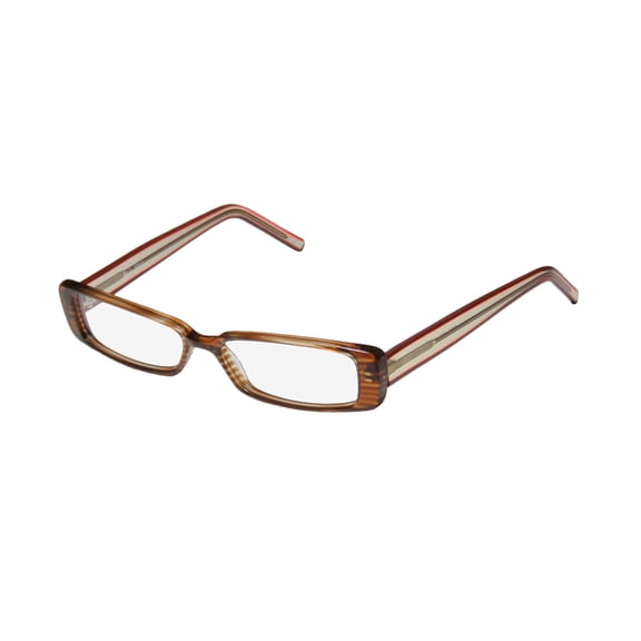 NEW OASIS PETUNIA WOMENS/LADIES DESIGNER FULL-RIM STRIPED BROWN / TRANSPARENT NUDE / RED PLASTIC TEMPLES GORGEOUS HIP FRAME DEMO LENSES 50-14-135 EYEGLASSES/EYE GLASSES